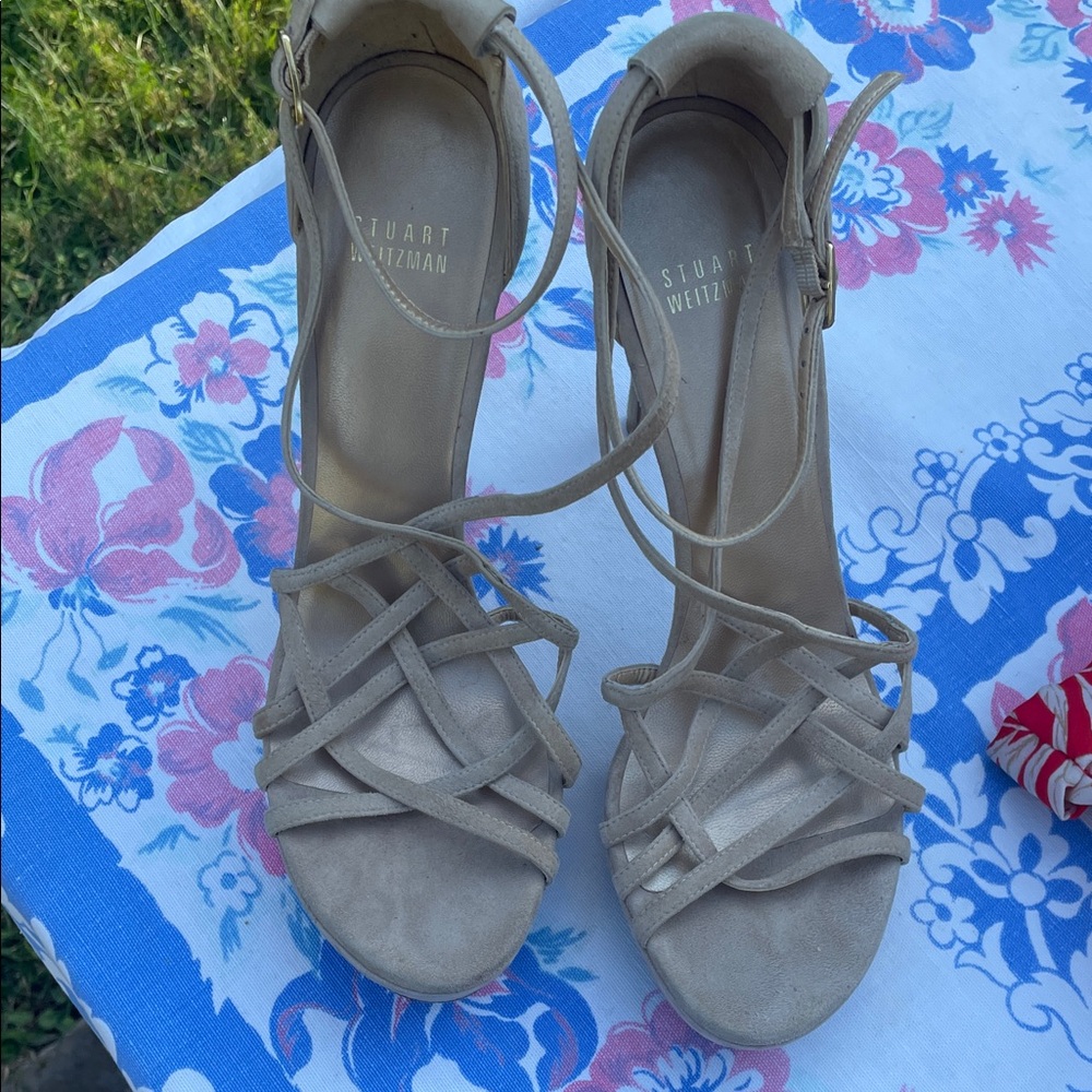 Stuart Weitzman Women's Taupe Strappy Heels *read sizing*